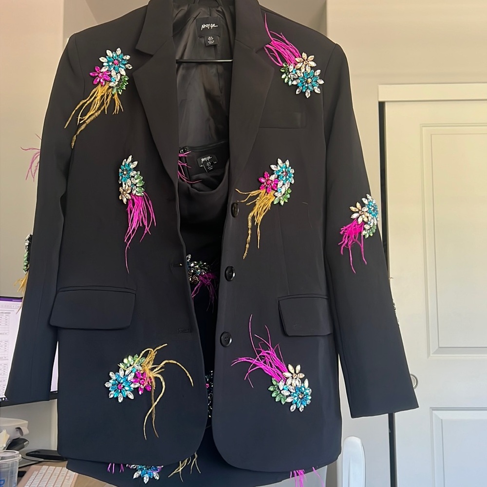 Nasty Gal Premium Embellished Diamante Feather Outfit